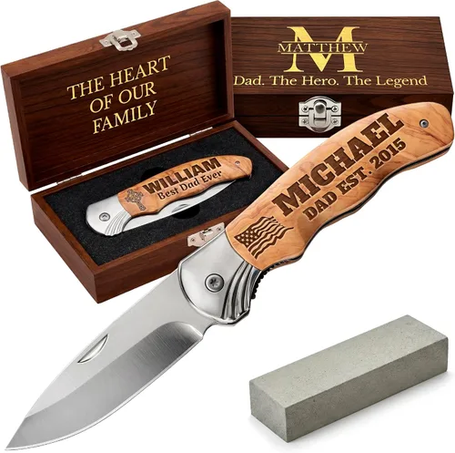 Cuchillo personalizado – Regalos personalizados para hombres y mujeres – Regalos grabados para marido, papá, novio, esposa, novia, cuchillos de