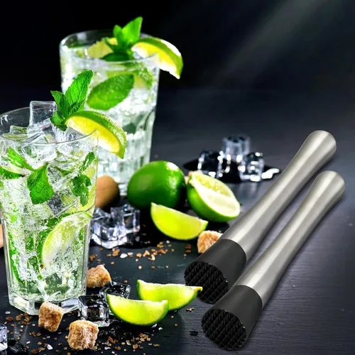 Vista 4 de Zonon Muddler para cócteles de acero inoxidable para muddler de bebidas de 8 pulgadas de largo, herramienta de mojito para bebidas, trituradora