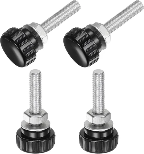 Vista 80 de Uxcell 4 juegos de perillas estriadas con tornillos de pulgar y tuercas, rosca macho métrica M6 x 35 mm, cabeza de plástico de 25 mm, perillas