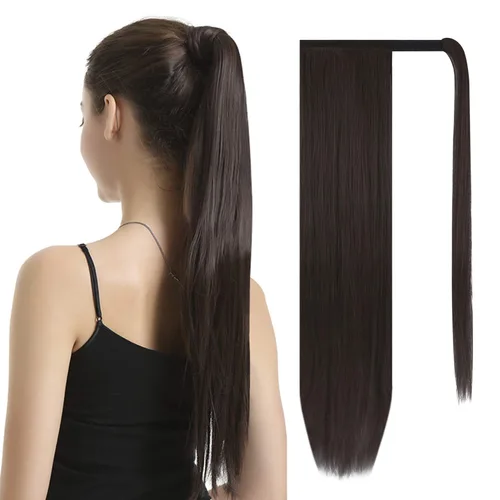 Vista 86 de BARSDAR Extensión de Cola de Caballo Corta y Recta - Extensiones de Cabello de Cola de Caballo con Cordón de 14 Pulgadas en Negro para Mujeres