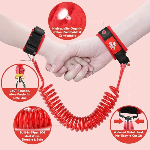 Vista 3 de Lehoo Castle Correa para caminar para niños pequeños + diseño de bloqueo de llave antipérdida de muñeca, correa de bebé 3 en 1 para niños pequeños