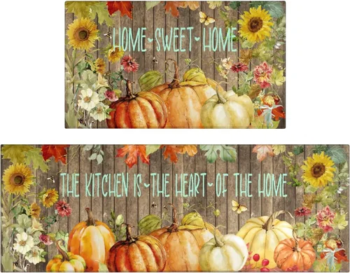 Vista 29 de Juego de 2 alfombras y tapetes de cocina de Pascua, diseño de primavera con texto en inglés «Hello My Peeps», diseño de conejito de pollito