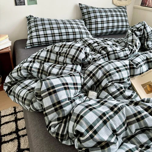 Vista 52 de mixinni Juego de funda de edredón vintage a rayas, tamaño twin, juego de ropa de cama de 3 piezas, 100% algodón lavado, suave y transpirable, funda