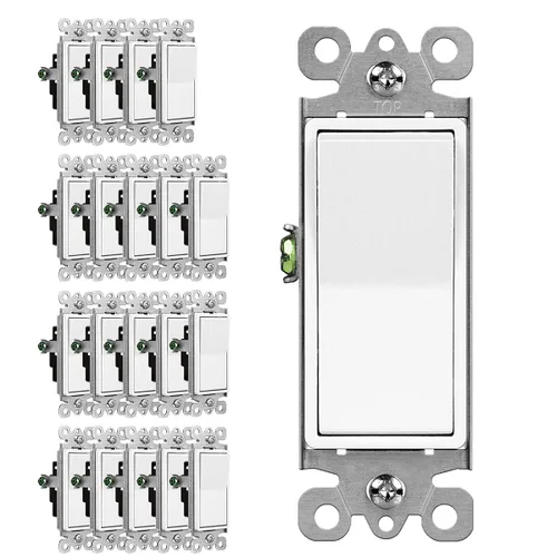 Vista 10 de CML - Interruptor de luz iluminada de 3 vías, interruptor de pared basculante decorativo con luz nocturna guía LED, interruptor de paleta de 15 A