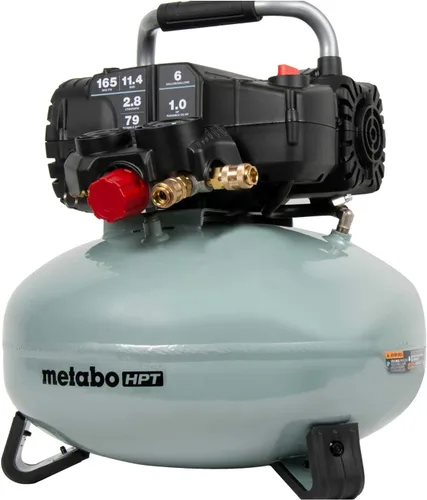 Metabo HPT Compresor de aire tipo panqueque, 6 galones 165 PSI, compresor de aire portátil con motor de 1.0 HP sin aceite de alta eficiencia,