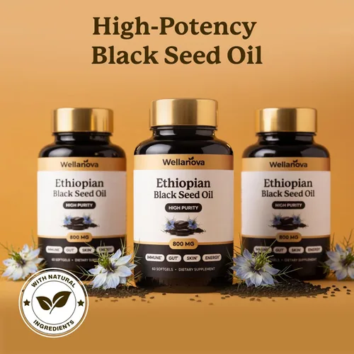 Vista 7 de Cápsulas de aceite de semilla negra etíope – Nigella sativa pura 800 mg con extracto de pimienta negra y aceite MCT, aceite de semilla de comino
