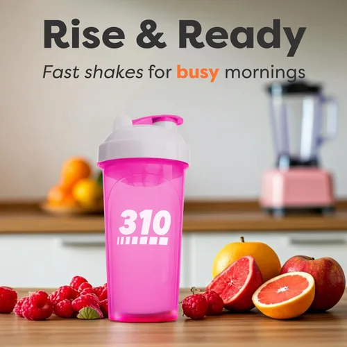 Vista 4 de 310 Nutrition Botella mezcladora de proteínas, batidora duradera para proteínas en polvo, mezcla de limonada y antes del entrenamiento, sin BPA