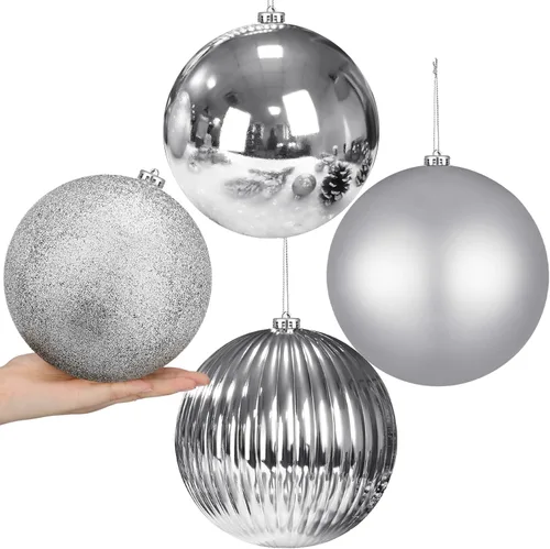 Vista 10 de Liliful 4 bolas de Navidad de 6 pulgadas, adornos para colgar en el árbol de Navidad, adornos extragrandes para decoración del árbol de Navidad