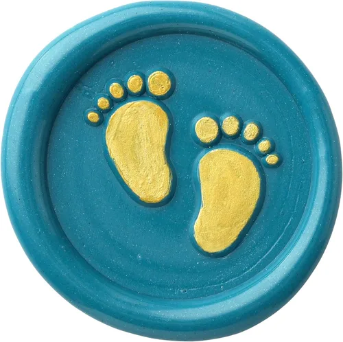 Vista 6 de Yoption - Sello de cera para bebé, huellas de bebé, cabeza de latón, mango de madera, sello de sellado para baby shower, fiesta