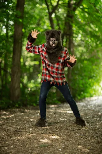 Vista 2 de Disfraz de hombre lobo feroz para adultos, talla grande, clásico Wolfman