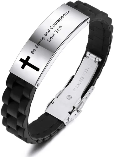 Vista 18 de MeMeDIY - Pulseras con cita inspiradora y cruz, accesorios de fe cristiana con versículo de la Biblia, pulsera de identificación de silicona