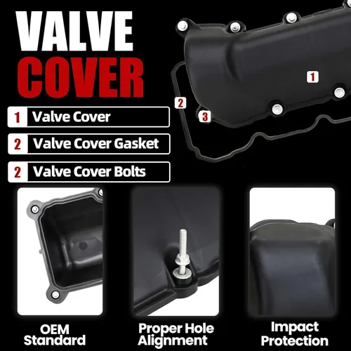 Vista 3 de Juego de tapa de válvula de motor izquierdo y derecho MITZONE con juntas y pernos compatible con 2002-2012 Dodge Dakota Durango Nitro RAM 1500 Jeep
