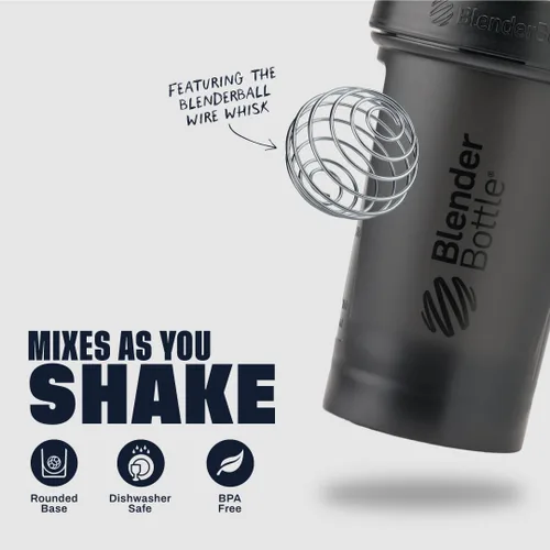 Vista 3 de BlenderBottle Classic V2 - Botella mezcladora perfecta para batidos de proteínas y preentrenamiento, 28 onzas, color negro