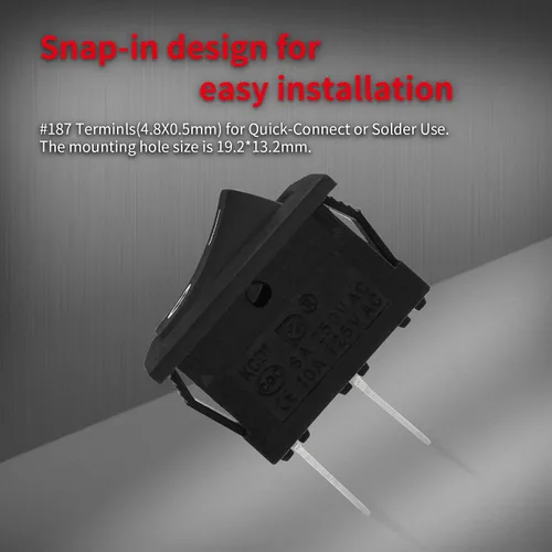 Vista 5 de DaierTek Mini interruptor basculante de encendido y apagado, 12 V, 20 A, T85, 2 pines, SPST, pequeño, encendido y apagado, 120 V, 10 A, interruptor