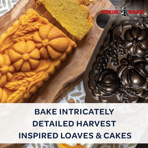 Vista 2 de Nordic Ware 93448 - Molde para pan de trigo y calabaza, capacidad de 6 tazas, color bronce