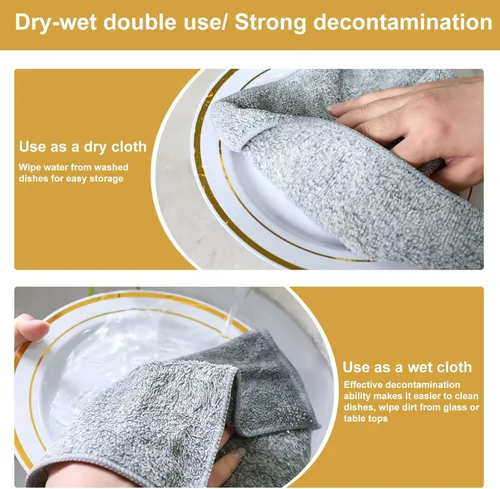 Vista 7 de Paños de Tela de Cocina para Platos (Paquete de 12), Paños de Cocina Premium, Paño de Limpieza de Microfibra Súper Absorbente, Antiadherente al