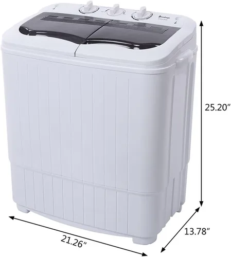 Vista 7 de Lavadora portátil compacta con bomba de drenaje incorporada, lavadora semiautomática de capacidad de 14.3 libras, combo de lavadora de doble tina