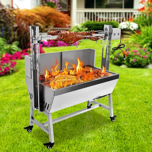 Parrilla eléctrica para asador de 37 pulgadas, soporte para asador de cerdo con capacidad de 132 libras y altura ajustable, kit de parrilla de