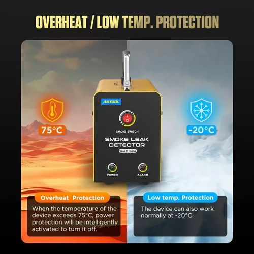 Vista 4 de AUTOOL Máquina de Humo Automotriz Detector de Fugas DC 12V EVAP Probador de Diagnóstico de Vacío con Bomba de Aire Incorporada para Sistema