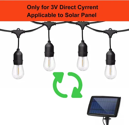 Vista 2 de Bombillas solares de cadena DC de 3 V, bajo voltaje, blanco cálido