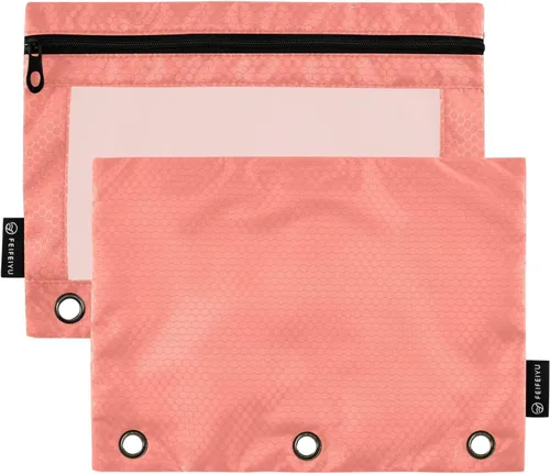 Vista 16 de Firebrick Zipper Pencil Pouch for 3 Ring Binder with Clear Window,Pencil Case 2 Pack Firebrick