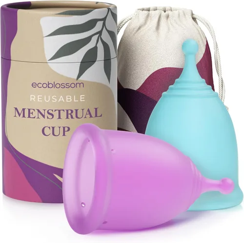 Vista 12 de EcoBlossom - Juego de vasos menstruales reutilizables - Las copas menstruales de silicona de grado médico más confiables - Uso cómodo durante 12