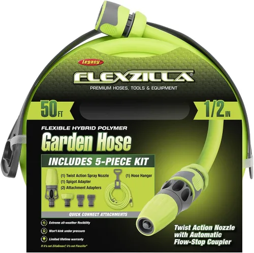 Vista 3 de Flexzilla Kit de manguera de jardín con accesorios de conexión rápida - HFZG12050QN y HFZGAK14 Accesorios de conexión rápida para manguera