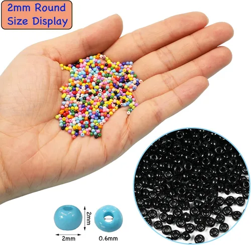 Vista 3 de Bala&Fillic Cuentas de semillas de 2 mm 10000 piezas/110 gramos en caja 12/0 Cuentas de semillas negras para hacer joyas, aretes, pulseras, collares