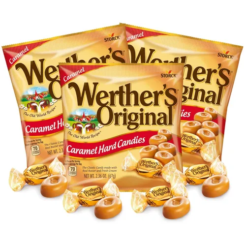 Sweetzo - Werther's Original - Caramelos duros de caramelo, envueltos individualmente, tamaño para compartir, caramelos de oficina, 2.36 onzas