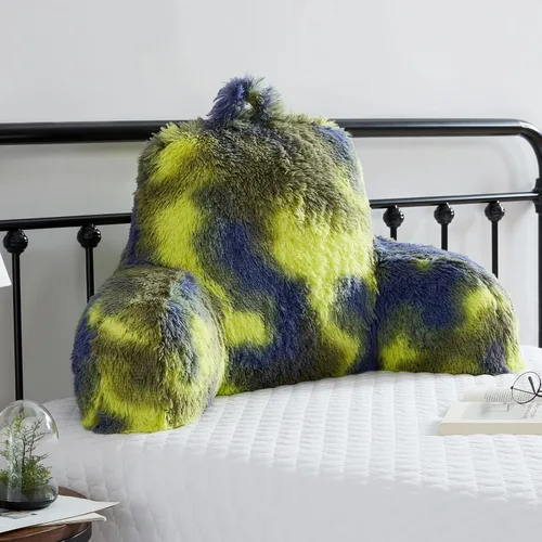 Vista 11 de Almohada de lectura para cama, almohada de respaldo de piel sintética con brazos, almohadas de lectura y reposo en cama, colores del arcoíris