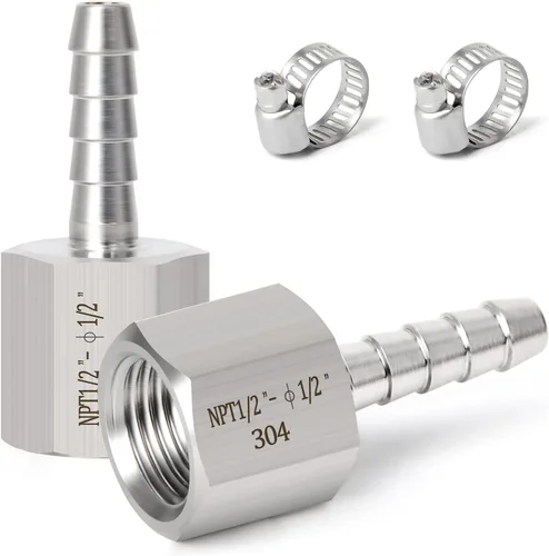 Vista 43 de TAISHER 2 piezas de forja de acero inoxidable 304 de accesorios de manguera de aire, accesorios de púas de manguera de 1/4 pulgadas x 1/2 pulgadas