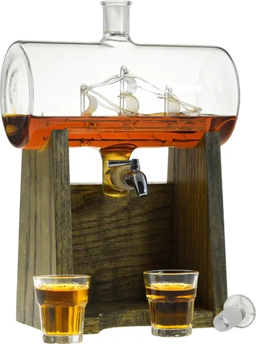Vista 4 de Decantador de licores – 1150 ml para Vodka, Bourbon, Rum, vino, de whisky, Tequila– Cristal