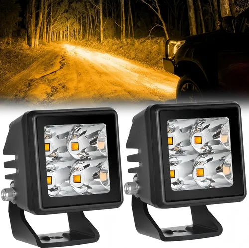 Vista 19 de Focos LED Tipo Pod de 2 Pulgadas Barra de Luz LED de 2" Luces de Cubo Pequeñas Luces de Trabajo Cuadradas 2x2 de 12V Luz Antiniebla Impermeable