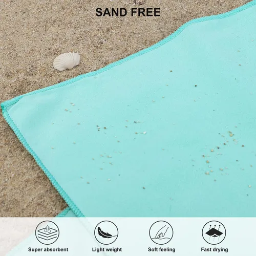 Vista 5 de Toalla de microfibra Rainleaf perfecta para viajes y gimnasio y camping. Secado rápido - Super absorbente - Ultra compacta - Liviana. Adecuada