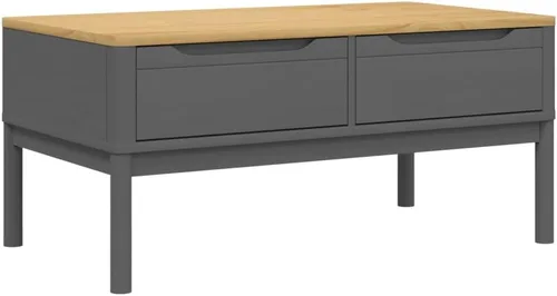 Vista 2 de Coffee Table Floro Gray 39x21.9"x17.7" Solid Pine Wood Living Room Center Table End Tables Tables Mesa De Centro para Sala for Living Room Balcony
