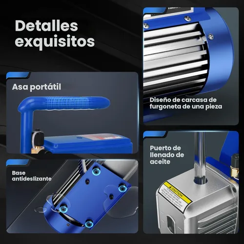 Vista 4 de VIVOHOME 110V 1/4 HP 3.5 CFM Bomba de vacío de aire de paleta rotativa de una etapa y kit de manómetro de colector de CA R134a para HVAC Aire