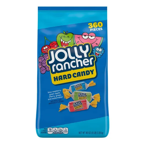 Vista 8 de Jolly Rancher Caramelos duros surtidos sabor frambuesa azul, manzana verde, sandía, cereza, uva, 2 libras