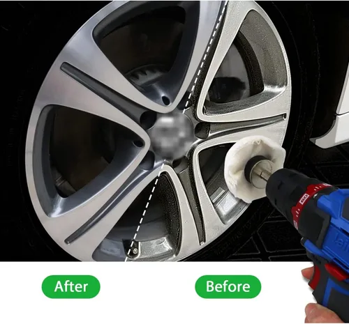 Vista 2 de 10 ruedas de pulido para taladro, ruedas de pulido de franela, kit de cabezal de pulido mixto con eje de 1/4 pulgadas para rueda de automóvil