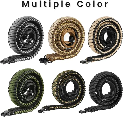Vista 6 de CVLIFE Correa de Rifle 550 Paracord de 2 Puntos con Giratorio Tri-Lock para Caza y Exteriores Length of 39" to 50", Sturdy Nylon Webbing Strap