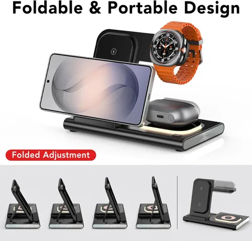 Vista 4 de Wireless Charger for Samsung Charger (Foldable & Nightlight),3 in 1 Charging Station for Samsung S26 Ultra/S25/S24/S23/S22/Note20 Z Fold Flip7