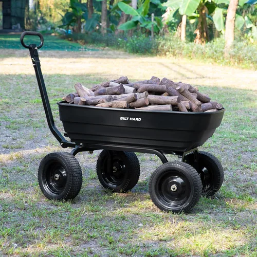 Vista 5 de BILT HARD Carretilla de jardín de polietileno resistente 1200 libras con ruedas sin riesgo de pinchazos, liberación rápida, mango convertible 2