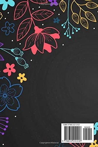 Vista 2 de Black Pages Notebook Black Paper Lined Journal - Neon Flowers - Small (6x9) - 120 Pages - For Writing with Metallic Gel Pens, Neon Highlighters