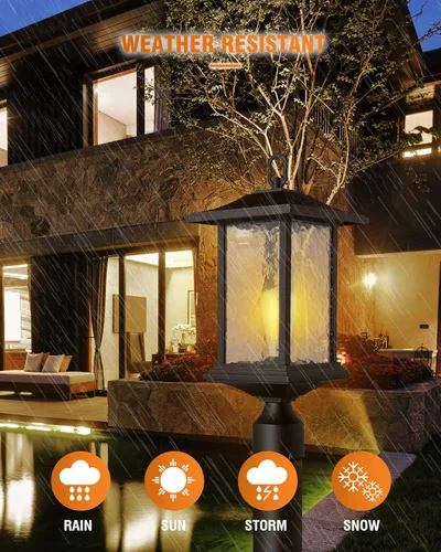 Vista 8 de Beionxii Luces de poste para exteriores del atardecer al amanecer, lámpara exterior grande de 21 pulgadas, linterna de montaje en muelle con base