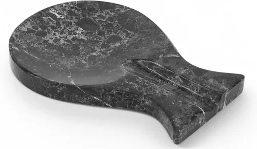 Radicaln Soporte de cuchara de mármol para estufa de 8 pulgadas, soporte de cuchara hecho a mano negro para utensilios de cocina, ideal para