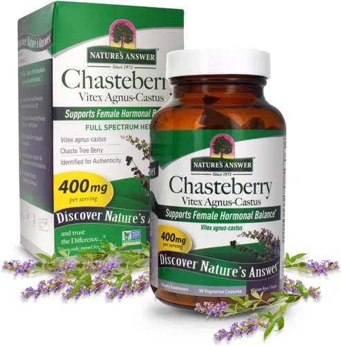 Nature's Answer Chasteberry Vitex Agnus Castus 400 mg, 90 cápsulas - Vegetariano, vegano, sin gluten, sin OMG, Kosher - Promueve el equilibrio