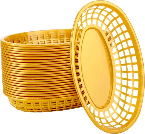 Vista 14 de EUSOAR Bandejas de plástico para servir, 6 cestas de alimentos de 9.4 x 5.9 pulgadas para servir, cestas de pan reutilizables para suministros