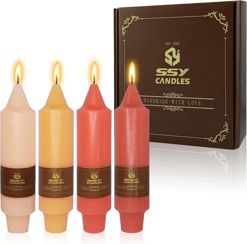 Vista 72 de Velas de hechizo blanco de 5 pulgadas, velas cortas cónicas de vigilia, velas de campanilla, 4 unidades para oración y meditación de fe religiosa