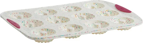 Vista 14 de Trudeau Molde de Donas Jumbo – Molde Antiadherente de 6 Cavidades, Confeti Blanco/Fucsia – Molde de Silicona para Hornear Donas Caseras, Magdalenas