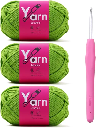 Vista 28 de Hilo de ganchillo con hilo de algodón para ganchillo - Hilos de ganchillo para principiantes con puntadas fáciles de ver - Hilo para ganchillo