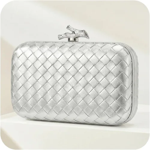 Vista 11 de CHUNLI Clutch Purses for Women Evening/Wedding Chic Woven Bag Formal PU Leather Purse Designer Handbags for Women